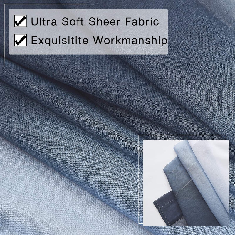 July Joy Dark Grey Ombre Faux Linen Sheer Curtains for Bedroom Living Room Rod Pocket, 2 Tone Reversible Gradient Voile Semi Window Curtains,Privacy and Light Filtering, Set of 2 Panels, 54 x 96 Inch Length - Image 5